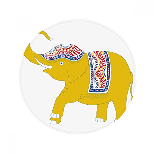 Tapis de compagnon rond éléphant jaune de 80 cm pour intérieur