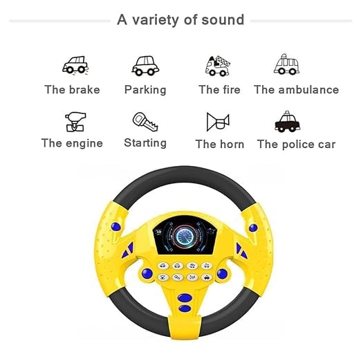 Image of Kids Driving Steering Wheel Funny Interactive Driving Wheel with Music (YELLOW)