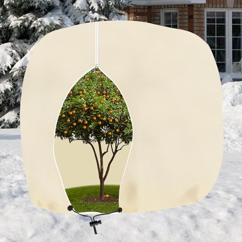 Rouzin Protection hivernale pour plantes - Protection hivernale - Oleander - Protection hivernale pour plantes en pot - Palmiers - Beige - Protection des plantes d'hiver (250 × 360 cm)