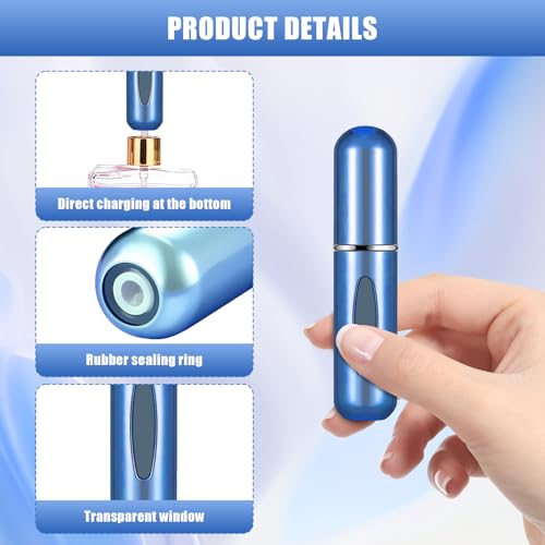 Image of Portable Mini Perfume Atomizer Bottle, 5ml /0.17oz Refillable Spray, Scent Pump Case, Travel Atomizer (Glossy Blue)