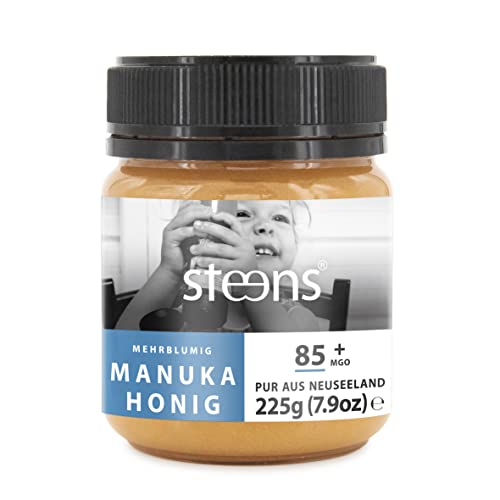Steens Manuka Honey MGO 85+ - 225 g de miel de manuka multifloral certificada 100% pura cruda - embotellada y sellada en Nueva Zelanda