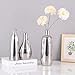 Glossy Silver Ceramic Vase Set of 3, Ceramic Vase Set for Decorative, Glossy Silver Single Stem Vases for Centerpieces Nightstand Kitchen, Boho Farmhouse Home Decoration