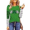 St patricks day tshirt women lucky clover print irish shirt splicing long sleeve raglan tees baseball tops  urban country home decor