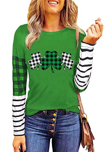 Stpatricksdaytshirtwomenluckycloverprintirishshirtsplicinglongsleeveraglanteesbaseballtops Urban Country Home Decor St patricks day tshirt women lucky clover print irish shirt splicing long sleeve raglan tees baseball tops urban country home decor