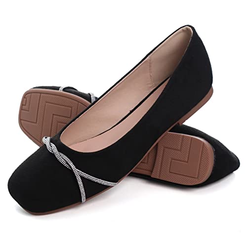 Stunner Women's Casual Flats Square Toe Bowknot Ballet Flats Comfortable Slip On Wedding Dress Shoes4