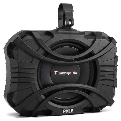 Pyle Powersport Subwoofer System - 10' Passive Subwoofer with Durable Weatherproof Housing - Compact 400W Car Sub Speaker with Quick-Mount Brackets for UTVs, Boats & Outdoor Vehicles - Black
