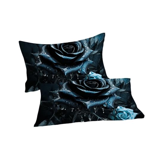 Housse de couette microfibre douce parure de lit 3 pièces fleurs - 7