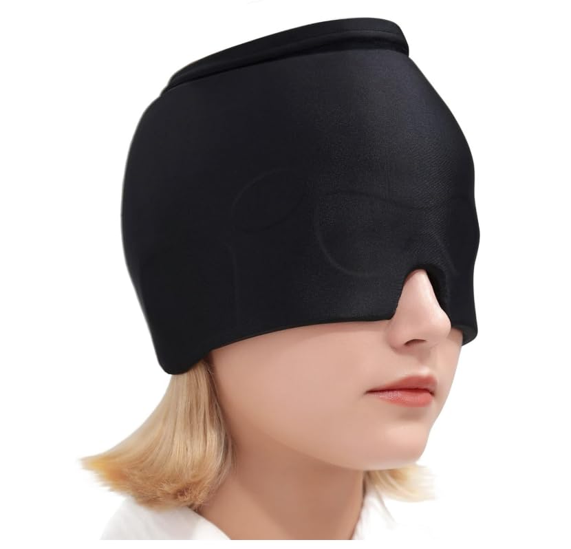 Migraine Relief Cap, Gel Covered Reusable Headache Ice Pack, Black-image-21
