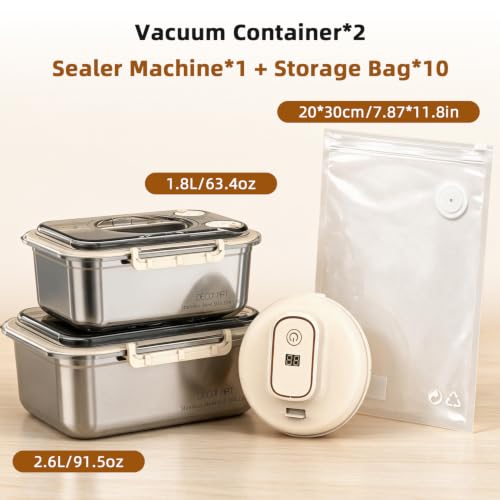 AURYAO Vacuum Bread Storage, Equipped With 2Containers and 10 Reusable Bags by AURYAO - Used condition - Image 2