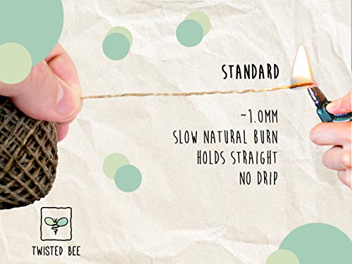 Twisted Bee 100% Organic Hemp Wick With Natural Beeswax Coating, (200Ft X Standard Size) #TOP3