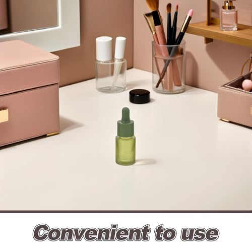 FRCOLOR Botellas de Vidrio Gotero Verde Esmerilado 15 Ml, Pack de 3 Unidades, Frascos Cuentagotas para Aceites Esenciales y Cosméticos, Envases Rellenables para Cuidado Personal y Viajes - imagen 3