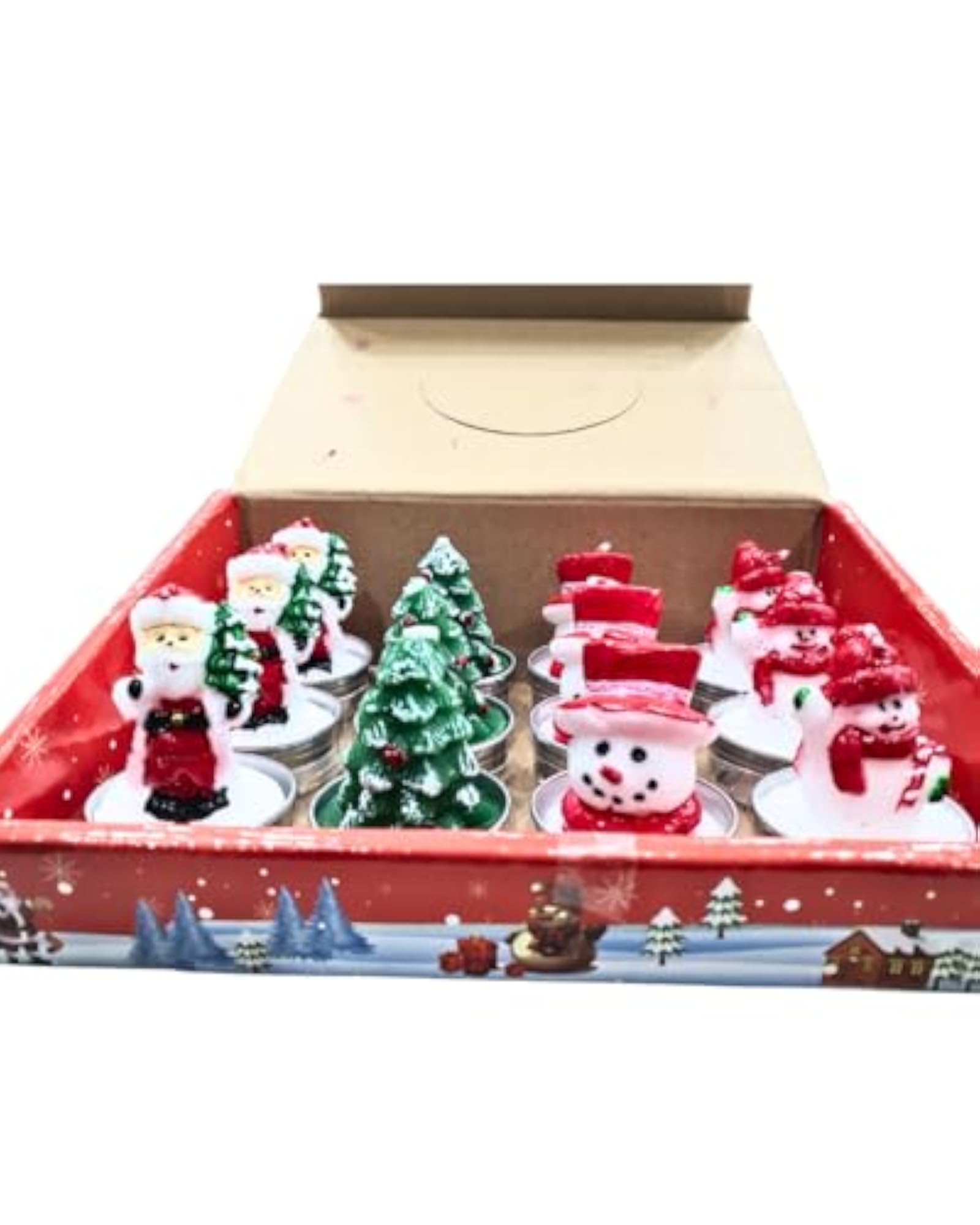Christmas Tea Light Candles Set, Festive Designs