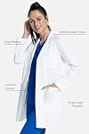 Cherokee White Lab Coat for Women with Notched Lapels with Button Closure and 3 Pockets CK452