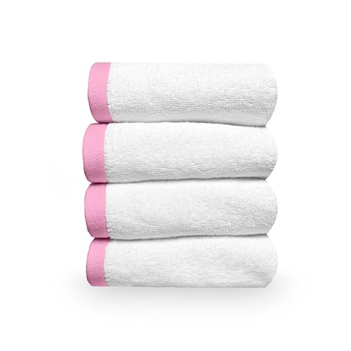 Image of Divine Casa 500 GSM Cotton Face Towel Set of 4 | 30 x 30 CM White Ultra Soft Luxury Cotton Face Towels | Quick Dry Washcloth Set
