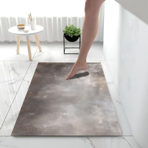 Rétro tapis d'entrée grand format gris-brun au design ciment