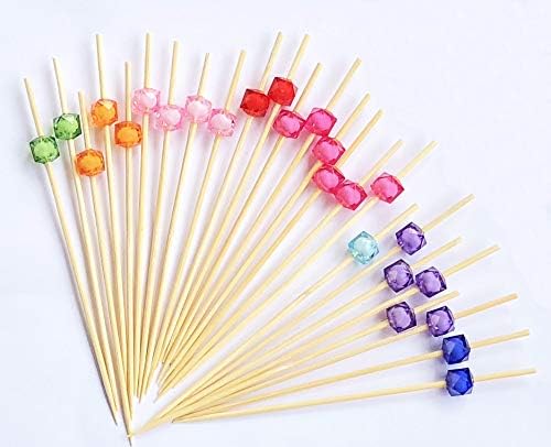 AILEXI Cocktail Sticks 100 Counts Wooden Toothpicks Party Supplies Frill Finger Food Fruits Sandwich Nibbles - Bamboo Knotted