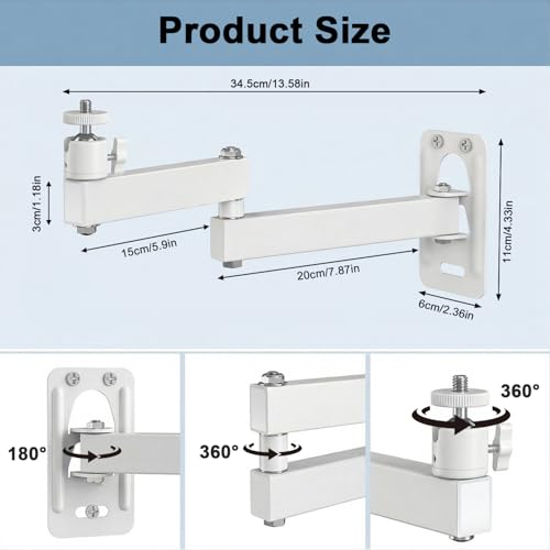 Image of ZORBES Projector Wall Mount Stand, Foldable Tilt Swivel 360, Up to 6.6 lbs