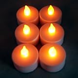 Pack of 6 - Flameless LED Tea Lights, White with Amber Flame, Battery Operated Flickering Tealights, Tealight Candle, Wedding, Home Décor, Christmas, Party