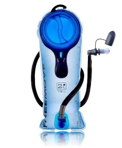2L Hydration Bladder > BPA Free Water Bladder for Hydration Backpack < Leak Proof Water Reservoir, Large Opening, Tasteless TPU Material, Quick Release Insulated Tube, On/Off Valve, Soft Bite with Cap