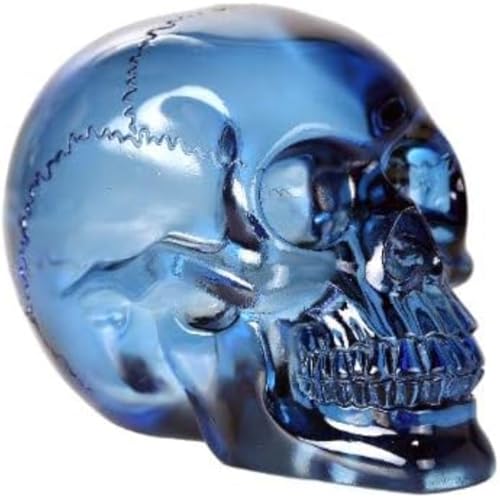 Pacific Giftware Crystal Clear Translucent Skull Collectible Figurine 4.5 Inch (Blue)