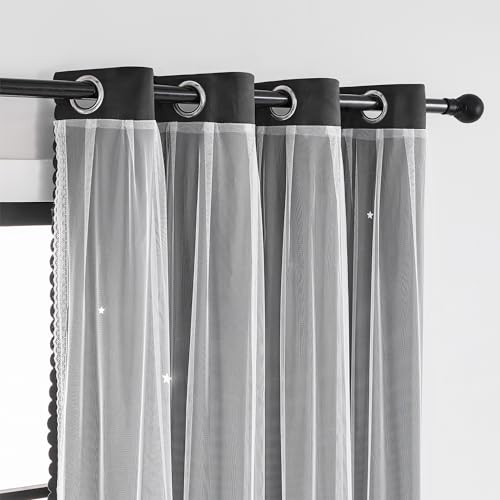 Image of XiDi Curtains for Bedroom Decor, Rainbow Black 52 /90 /1