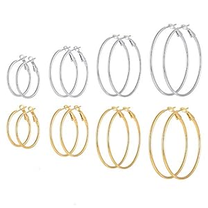 SwirlColor Hooped Oorbellen voor Vrouwen Meisjes, Grote Looped Oorbellen Zilver Goud Elegante Gepersonaliseerde Gift…