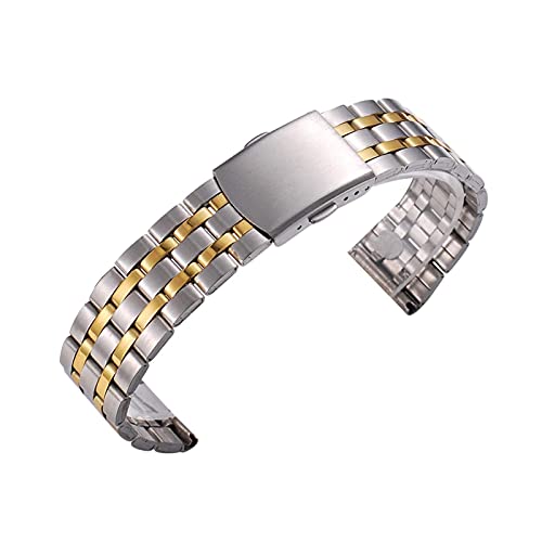 Bracelet de montre en acier inoxydable 20mm bicolore argent or strap de rechange universel
