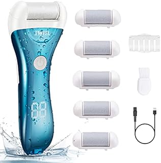 Callus Remover for Feet, Electric Foot File Rechargeable Foot Scrubber Pedicure Tools for Feet Electronic Callus Shaver Waterproof Pedicure kit for Cracked Heels and Dead Skin with 5 Roller Heads