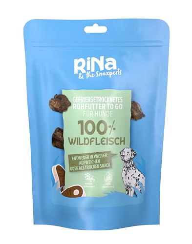 RiNa 100% Wildfleisch - Rohfutter für Hunde - 345g frisches Fleisch pro 100g - Natürlicher Geschmack und Nährstoffdichte - Gefriergetrocknet - 90g