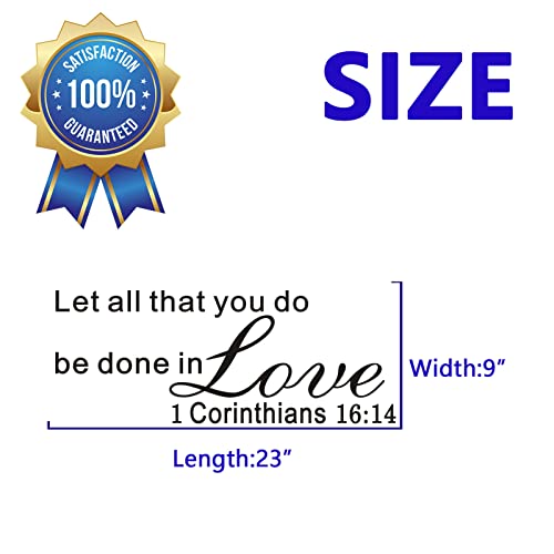 Wall Decals For Bedroom, Love Wall Decor, (Easy To Install), Wall Stickers Quotes Women Bible Verse Religious Scripture Christian Biblical Prayer God Faith Inspirational, Couples Romantic Marriage Positive Poster Family Word Sayings Sign Art Home Vinyl, Let All That You Do Be Done In Love 23"X9" #TOP3