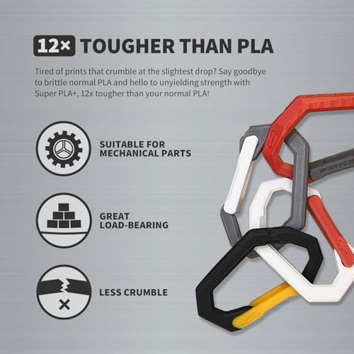 Image of OVERTURE Super PLA+ Filament 1.75mm, Toughness Enhanced PLA Plus, Professional Toughness 3D Printer Filament 1kg (2.2lbs), High Precision + /- 0.02mm (Black)