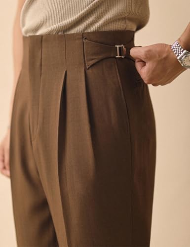 Men's Pants Vintage Dress Pant Trousers Regular Fit Suit Pants for Men Business Flat Front Comfort Pants4