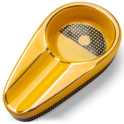 CIGARLOONG Zigarre Aschenbecher Single Classic Ceramic Aschenbecher Außen- oder Innenbereich(Kolorit:Yellow)
