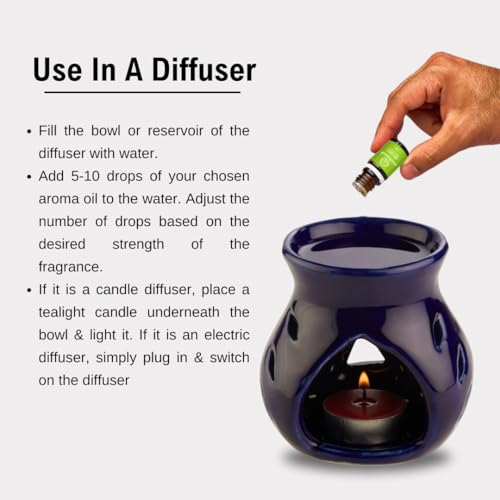 Image of ASIAN AURA Ceramic Aroma Diffuser Oil Set (10ml Each) Pack of 6| Home Fragrance & Aromatherapy | Meditation /Yoga (60 Ml, Fresh Lime)