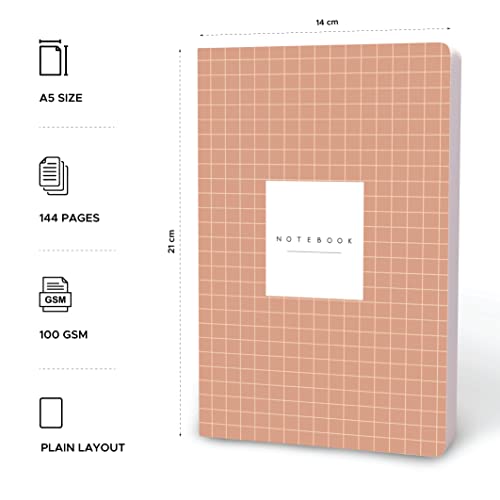 Image of Factor Notes 100 GSM A5 Notebook: Plain | 144 Pages (Peach Grid)