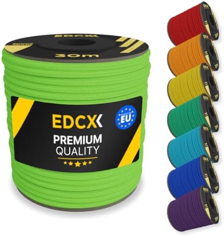 EDCX 4mm Nylon Paracord 550 30m (100 feet) - Type III, 100% Nylon Rope, 7 Strand Rope, 4mm Nylon Rope in Solid Colors (Red, 30 m)
