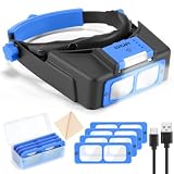 COYLAPY Headband Magnifier with Light, 1.5X-3.5X Hobby Magnifying Glasses