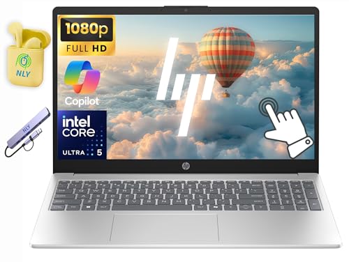 HP 15.6 FHD Touchscreen Business Laptop Computer 14-Core Intel Core Ultra 5 125H Processor 8GB RAM 256GB SSD Windows 11 Intel Arc Graphics Numeric Keypad NLY Earphones & 8-in-1 Hub Silver