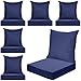 Hoteam 6 Set Outdoor Chair Cushions 20 x 20 Inch Patio Cushions Deep Seat Waterproof Patio Furniture Set for Replacement Removable Seat and Back (Navy Blue)