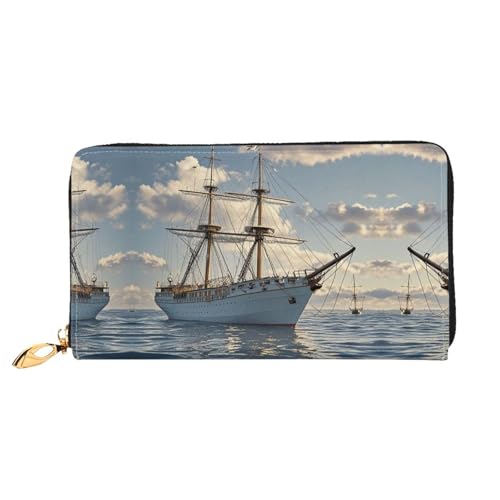 Portefeuille vintage en cuir blanc long porte-monnaie mince pochette femme