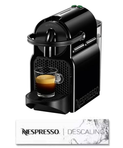 Nespresso Inissia EN80.B, Macchina da caffè di De'Longhi, Sistema Per Capsule Original, Serbatoio acqua 0.7L, Nero Con Set Decalcificante Descaling 2 x 100ml