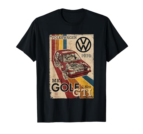 Volkswagen Golf GTI MK1 Retro Art 1976 T-Shirt, Men, Black, Small