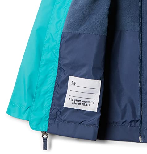Columbia Jaqueta Rain-Zilla para meninos, Bright Aqua/Dark Mountain, XX-Pequeno