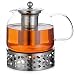 Produktbild MONZANA® Teekanne Glas 1,5 L mit Stövchen Set herausnehmbarer Siebeinsatz Edelstahl spülmaschinengeeignet Teebereiter Glaskanne
