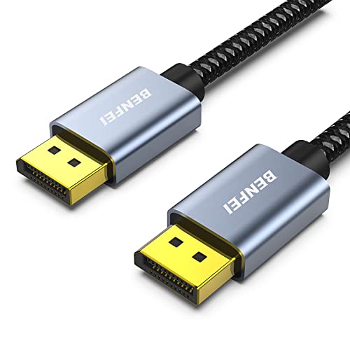 Benfei Displayport To Displayport 6 Feet Cable, Dp To Dp Male To Male Cable Gold-Plated Cord, Nylon Braided, Supports 8K@30Hz, 4K@60Hz, 2K@144Hz Compatible For Lenovo, Dell, Hp, Asus And More #TOP22