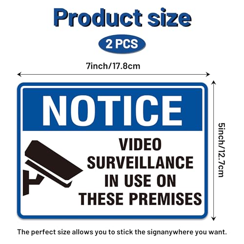 image for LUHIMO 2PCS Premises Protected By 24 Hour Audio And Video Surveillance