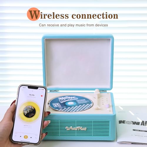 Image of Portable CD Player with Bluetooth 5.2, Rechargeable Battery & Built-in Speakers - Hi-Fi Retro Suitcase Design for Home Decor, AUX /TF Card Support - Ideal Gift (Light Blue)