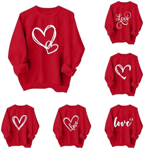 Valentines Sweatshirts for Women Cute Love Heart Graphic Shirts Crewneck Long Sleeve Valentine's Day Pullover Tops