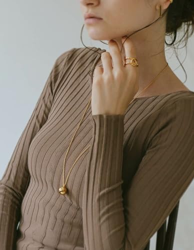 CANEVINKA 18K Gold Plated Pendant Long Chain Necklace Sweater Necklace Fashion Jewelry for Women3