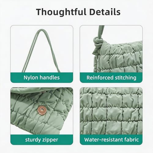 Image of NAARIAN Shoulder Bag for Women, Small Puffer Crescent Hobo Bag, Trendy Waterproof Clutch with Magnetic Closure | Trendy